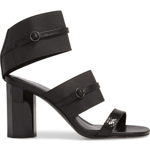 Donald J Pliner Edie Open Toe Size 8 Pumps Sandals Heels Black Italian Leather - Picture 2 of 14